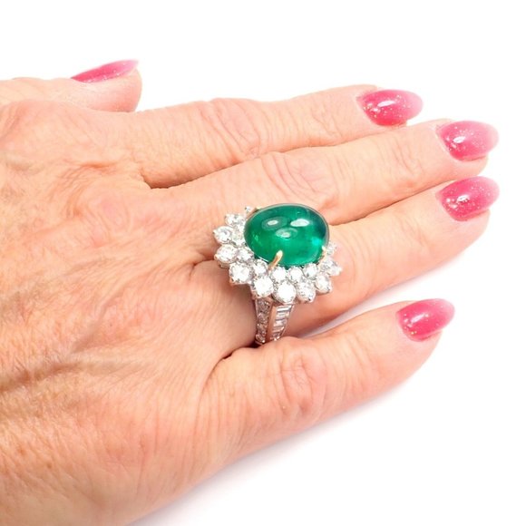 Authentic Craig Drake 18k White Gold Large 10.97ct Emerald Diamond Cocktail Ring - Picture 6 of 12